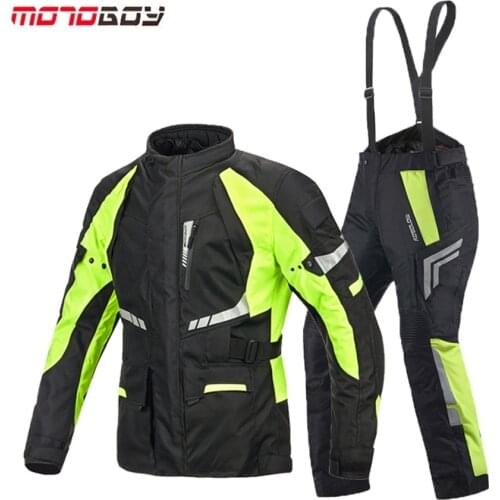 Free shipping 1set MOTOBOY Winter Mens Waterproof Jacket Warm Reflective Off-road Motocross Suit Motorcycle Jacket and Pants