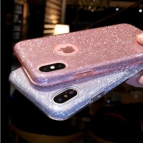 NJIEER Glitter Case for iPhone X 11 Pro XS MAX XR Shiny Sparkle Bling Cover for iphone 7 8 6 6S Plus Cute Girls Women Phone Case