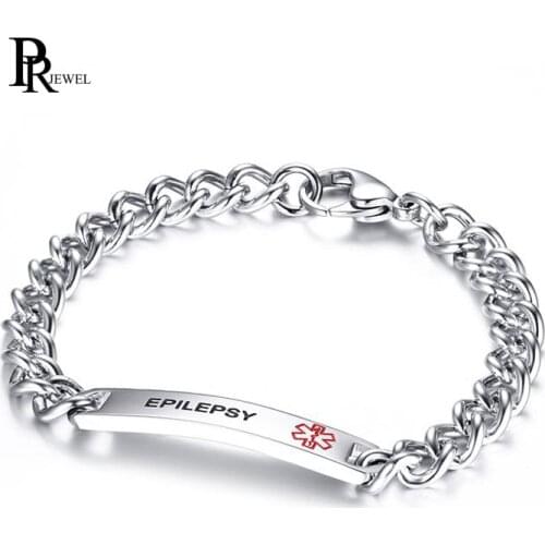 EPILEPSY Stainless Steel Medical Alert Bracelet for Women / Men ID Jewelry 8.0" Drop shipping