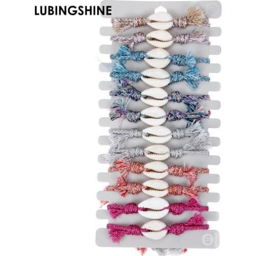 12pcs/set Bohemia Shell Bracelets Women Handmade Adjustable Rope Chain Bracelet Anklets Ethnic Fashion Jewelry Wristband Gift