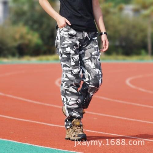 2021 Mens Winter Thickened Velvet Padded Cargo Pants Multi-Pocket Camouflage Printed Trousers