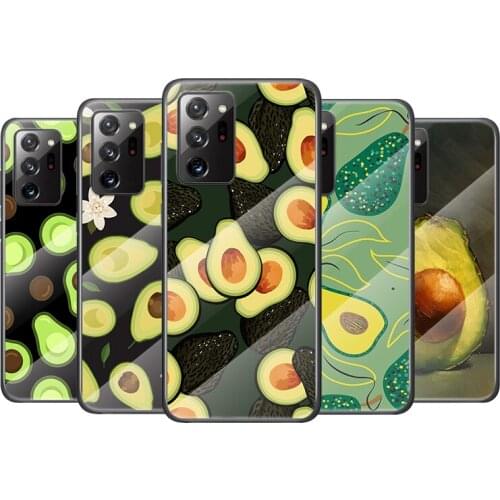 Tempered Glass Cover Avocado Cute Fruit For Samsung Galaxy M51 M31 M21 A70 A50 A40 A30 A20 A10 Shockproof Shell Phone Case