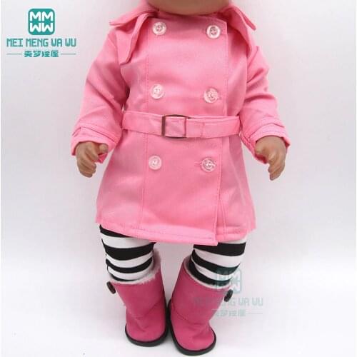 Baby clothes for doll fit 43cm toy new born doll and american doll clothes Pink casual suit