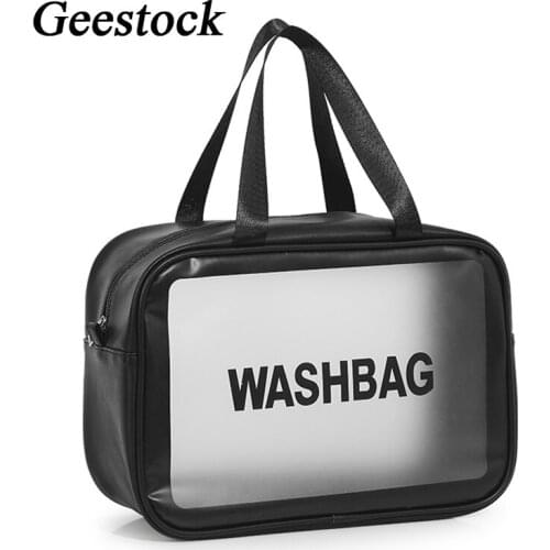 Geestock Makeup Bag Waterproof Transparent Frosted Travel Bag Large Capacity Cosmetic Bag Lady Skin Care Storage Bag 3 Sizes S/M