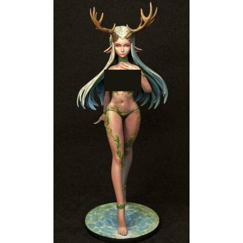 H16cm Unpainted Forest Deer Princess GK Resin Figure 1/12 Scale Model Figure Resin Kit Colorless Self-Assembled Toy