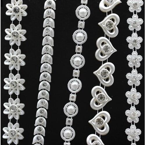 ABS Imitation Pearl Beads Chain rhinestone chain crystal chain Trim for DIY Wedding Party Decorations Jewelry Finding Craft