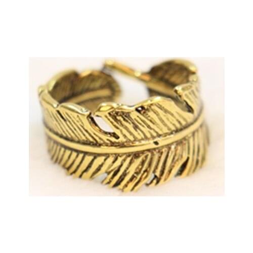 Fashion punk Feather ring,A leaf opening ring, Unisex ring Trendy Plant ring