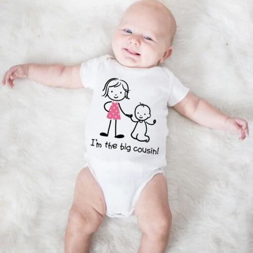 0-18M Baby Bodysuits Summer Hot Sale Infant Jumpsuits I'm The Big Cousin Print Kids Outfits Top Baby Boy Girl Outfits