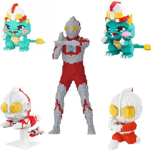 Ultraman Playing With Monster Small Particle Building Blocks Puzzle Assembling PVC Building Blocks Boy Toy Gift