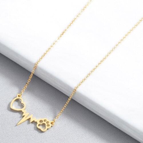 WANGAIYAO Fashion Arrow Heartbeat Necklace Female Stainless Steel Wave Electrocardiogram Necklace Pendant Student Fashion Fashio
