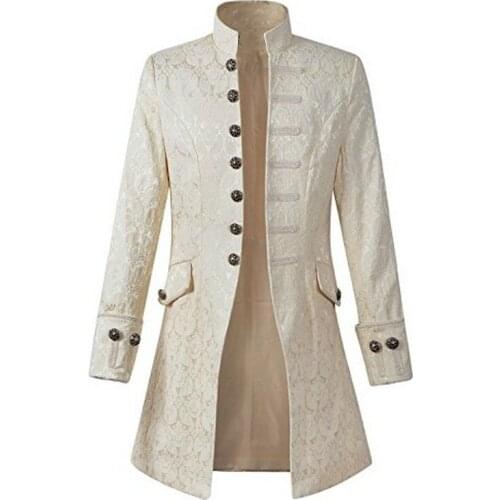 Steampunk Jacket Plus Size Men Jacket Long Sleeve Stand Collar Jackets Male Gothic Brocade Frock Clothes