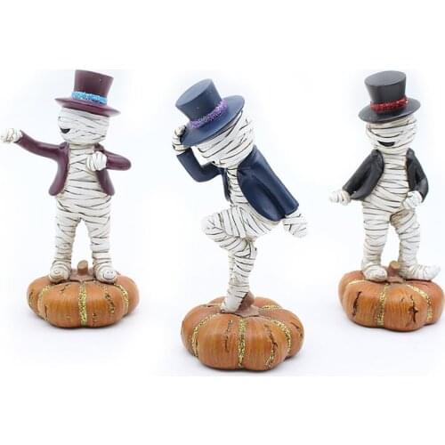 Dancing On The Pumpkin Mummy Doll Set Art Crafts Holiday Ornaments Figurine Resin Decorations Gifts Halloween Gift