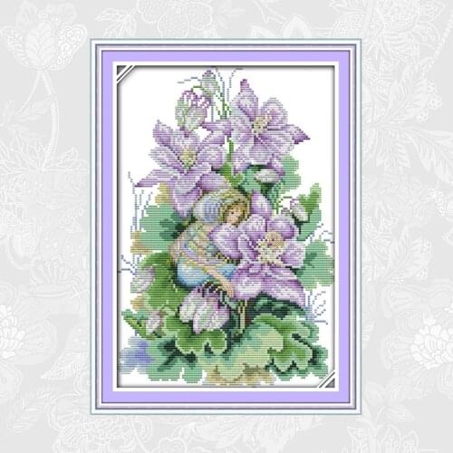 Magnolia Elves Cross stitch kits Printed Canvas White Fabric DIY Handwork Cross stitching Beginner Embroidery Needlework