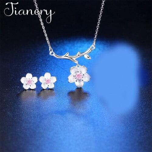 2020 New Bridal Jewelry Sets Fashion Pink Flower Earrings Necklaces for Women Wedding Jewelry Bijoux