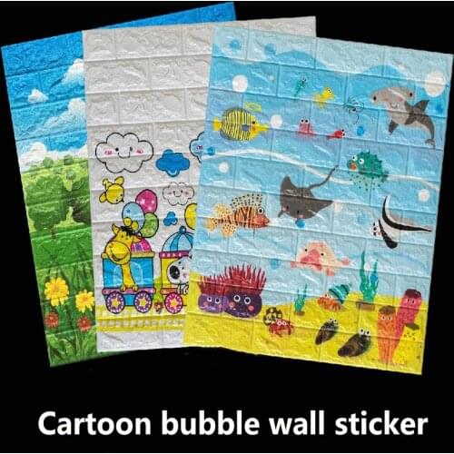 Cartoon brick wall sticker Wall Sticker 3d waterproof wallpaper clothing store Living room TV background wall decoration