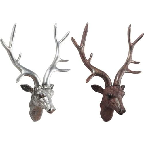 Deer Head Wall Decor Deer Antlers Wall Sculpture Wall Animal Figurine Statue Modern Home Decoration Art Farmhouse Office
