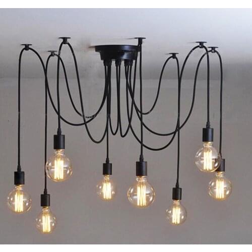 Multiple Ajustable DIY Ceiling Spider Lamp Retro Edison Bulb E27 Vintage lamps DIY Art Spider chandelier Lights