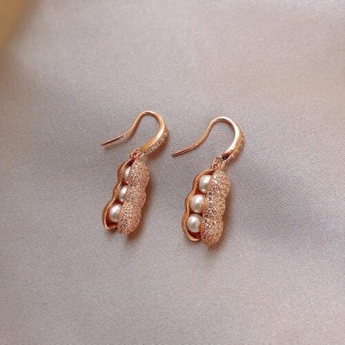 ​ZDMXJL 2021 New Fashion Womens Earrings Fine Cute Unique Peanut Pearl Earrings For Women Girl Party Gift Jewelry Drop-shipping