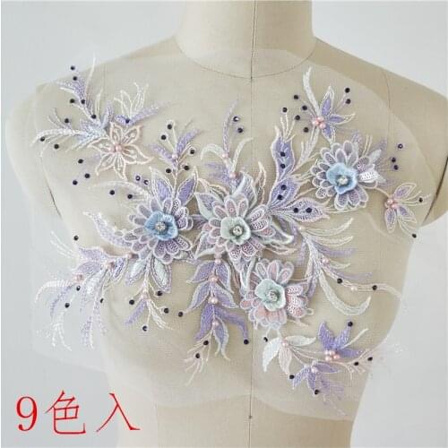 New Luxury Childrens Clothing Middle-aged Women Dress Three-dimensional Flower Sequins Decals Patch Decorations DIY