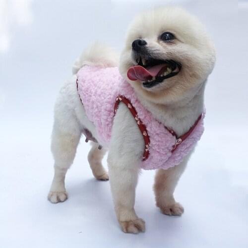 Dog Clothes Cute Double-sided Vest Shu Cotton Velvet Warmth Padded Open Button Floral Cat Jacket Clothes