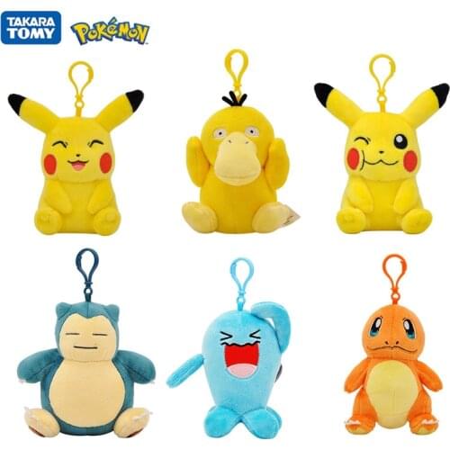 12cm Pokemon Plush Toy Anime Cartoon Figures Pikachu Snorlax Psyduck Plush Keychain Pendant Doll Kids Toy Xmas Gift