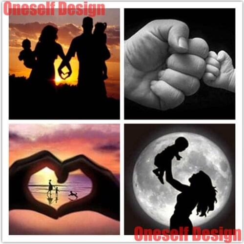 Popular diy diamond cross stitch heart lover 5d diamond painting full square baby and mom father diy diamond embroidery full set