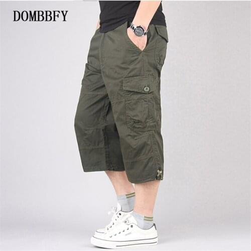 Summer Long Length Cargo Shorts Men Casual Cotton Multi Pocket Breeches Cropped Trousers Military Camouflage Tactical Shorts 5XL