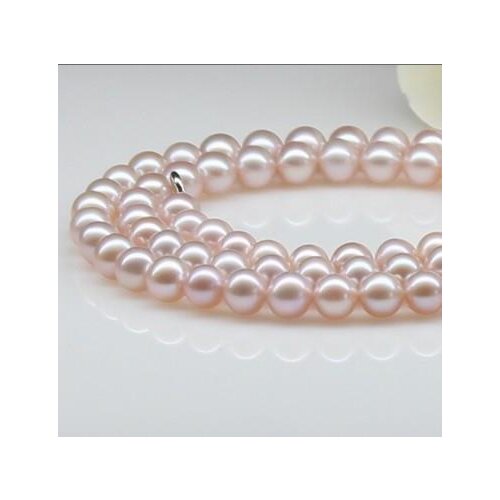 925 silver real natural big Counter genuine quality 6-7mm light round flawless freshwater pearl necklace 18INCH