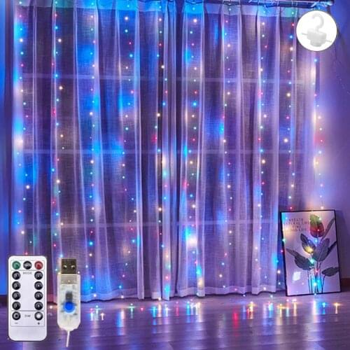 3M LED Home Lighting Remote Control Garland Curtain Fairy String Lightsfor New Year Christmas Wedding Bedroom Decoration USB