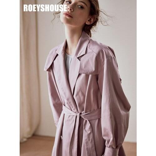 Temperament taro purple British windbreaker new intellectual ol slim lace goddess model medium long coat