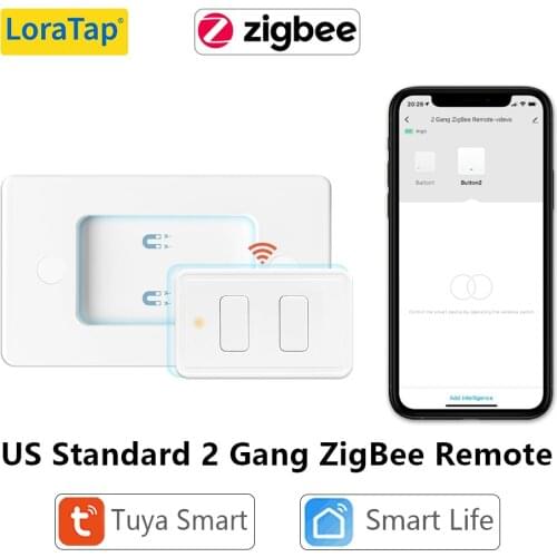 Tuya ZigBee 3.0 Wireless US 2 Gang Remote Control Switch Compatible with Smart Life Home Assistant Zigbee2MQTT DIY