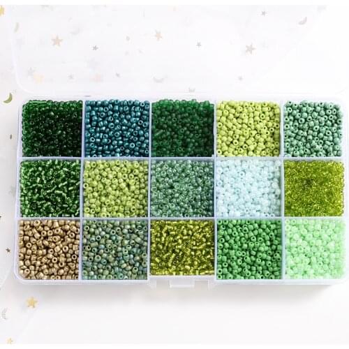 Approx 10000Pcs 15/24Grid Green Series Czech Glass Seedbeads Charm Small Jewelry Crystal Beads For DIY Bracelet Necklace Jewelry