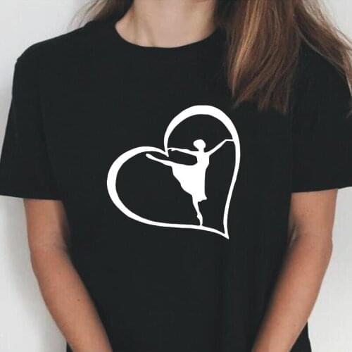 Women T-shirt Short Sleeve Fashion Ballerina Heart Printed Summer Casual Tee Shirt Femme Casual Harajuku Shirt Camisas De Mujer
