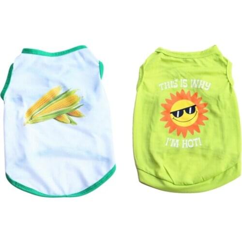 Spring Summer Pet Dog Clothes Colorful Sun Print Dog Shirts Pet Vest Clothes T-shirt Pet Blouses Costumes Puppy Shirts