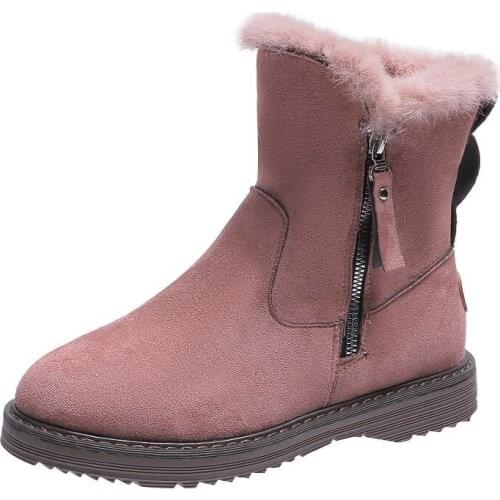 2020 Winter Boots Women Ankle Boots Warm PU Plush Winter Woman Shoes Sneakers Flats Zipper Ladies Shoes Women Short Snow Boots