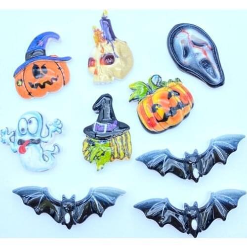 10/20Pcs New Cute Cartoon Halloween Series Flat Back Resin Cabochons Scrapbooking DIY Jewelry Craft Decoration Accessorie L00