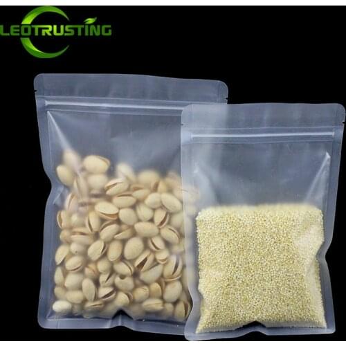 Leotrusting 50pcs Frosted Plastic Zipper Bag Flat Bottom Matt Translucent Beverage Zip Bag Wedding Party Birthday Gift Bags