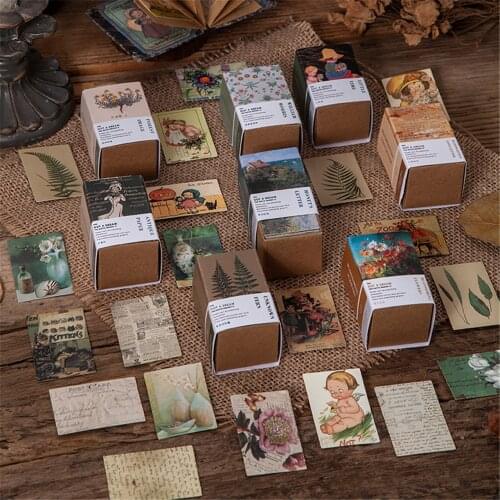 100pcs Vintage Style Mini Memo Card DIY Kraft Paper Decoration Greeting Card Retro Hand Account Collage Material Message Paper