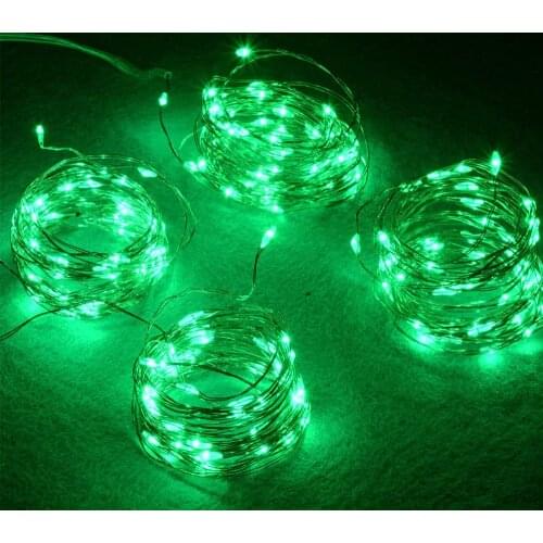 2-Pack Green St Patricks Day String Lights, Battery Operated Portable Green Led Lights for Decoration Irish Party Decor Multico