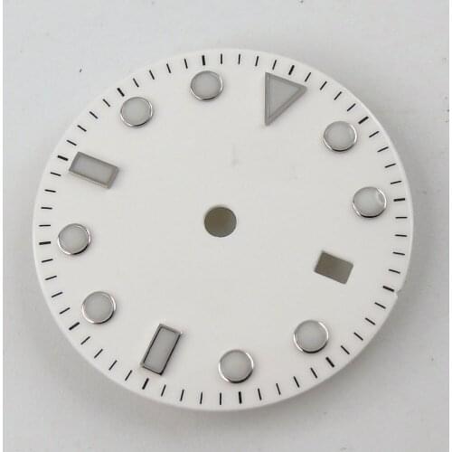 28.5mm white Dial Date Window Luminous Fit NH35 Miyota 8215 MOVEMENT