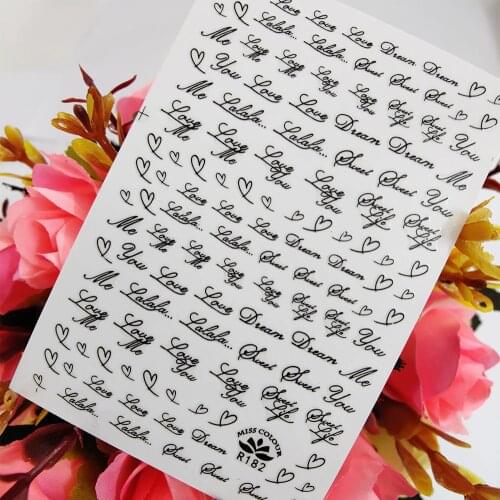 3D Stickers for Manicure Art Letters Love Heart Designs Nail Decoraciones Sticker Self Adhesive Sliders foil on Nails