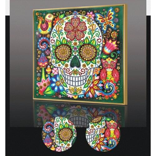 5D DIY Special Shaped Diamond Painting Color Skull Cross Stitch Embroidery 5D Round DIY Painting Home Wall Decoration