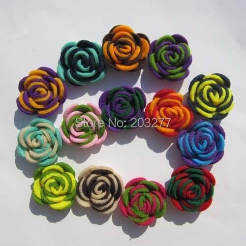 Free shipping!50pcs/lot 3CM New double color felt flowers men stick pin flowers can order mixed color