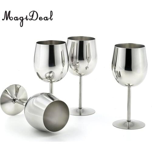 4 pieces Stainless Steel Red Wine Glass Champagne Goblet Cup Drinking Mug