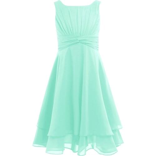 Children Kids Girls Chiffon Flower Girl Dresses Summer Sleeveless Princess Dress Formal Pageant Wedding Birthday Party Dress