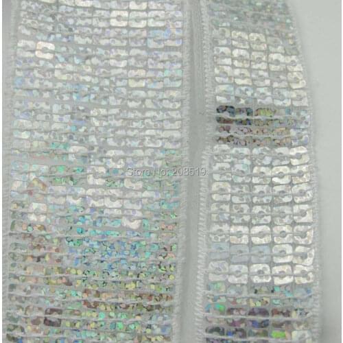 FZNNWK AB white color sequins ribbons 5 yards 25mm&40mm wide lace ribbon for dress