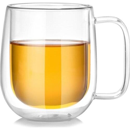 Double Wall Insulated Glass Coffee Mugs, Cold and Heat Resistant, 201~300 mL Capacity
