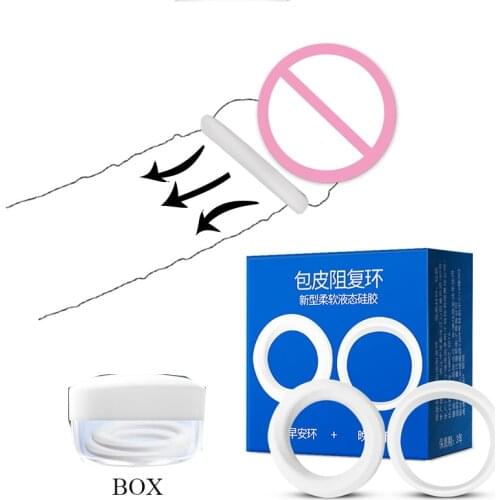 2PCS Male Cock Ring Delay Ejaculation Cockrings Chastity Cage Foreskin Corrector Penis Rings Sex Toys for Men Lock Ring