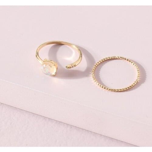 LUNA CHIAO 2 Pieces Cooper Simple Rings Set - Stacked Stackable Statement Ring for Women