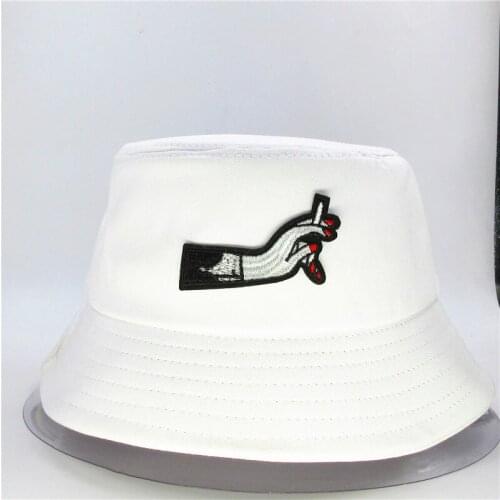 LDSLYJR gesture embroidery cotton Bucket Hat Fisherman Hat outdoor travel hat Sun Cap Hats for men and Women 298